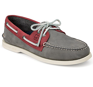 Authentic Original Two-Tone 2-Eye Boat Shoe - Gray-Red